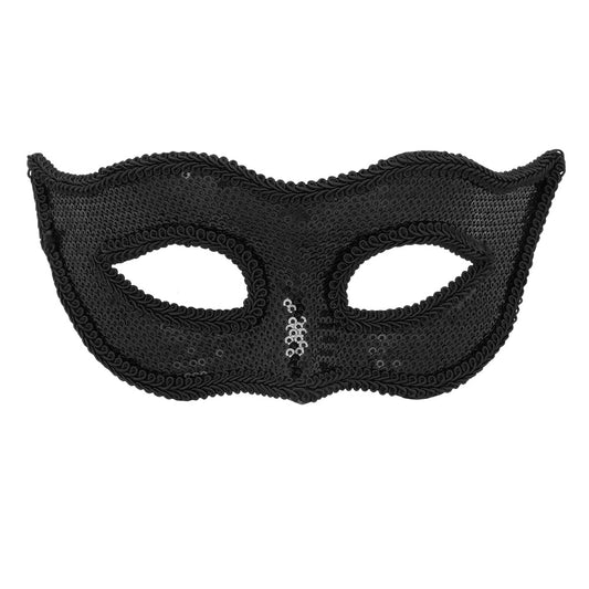 Masque Loup Paillettes Noir - Accessoire Déguisement Soirée