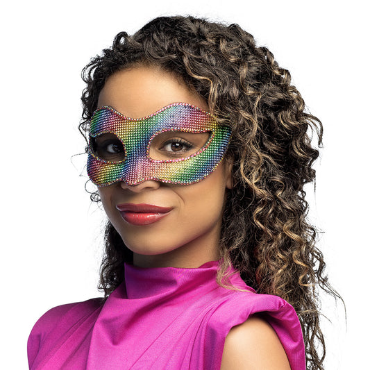 Masque Loup Paillettes Arc-en-ciel Multicolore Soirée
