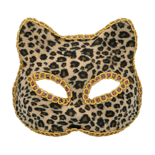 Masque Léopard Doré Chat Paillettes Soirée Déguisement
