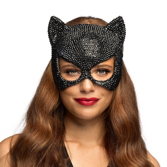Masque Chat Paillettes Noir - Loup Félin Scintillant