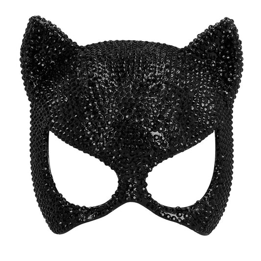 Masque Chat Paillettes Noir - Loup Félin Scintillant