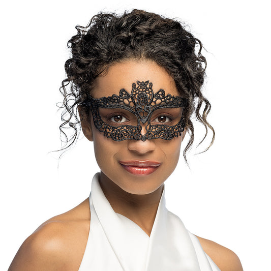 Masque Loup Dentelle Noir Élégant - Accessoire Soirée Mascarade