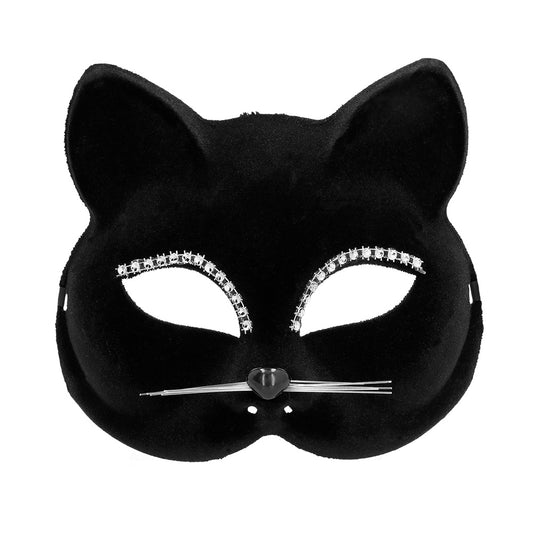 Masque Chat Noir Strass - Accessoire Déguisement Soirée