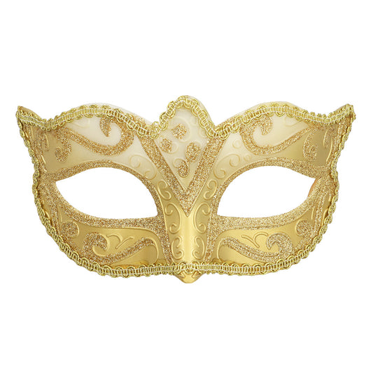 Masque Vénitien Doré Paillettes - Loup de Bal Masqué Élégant