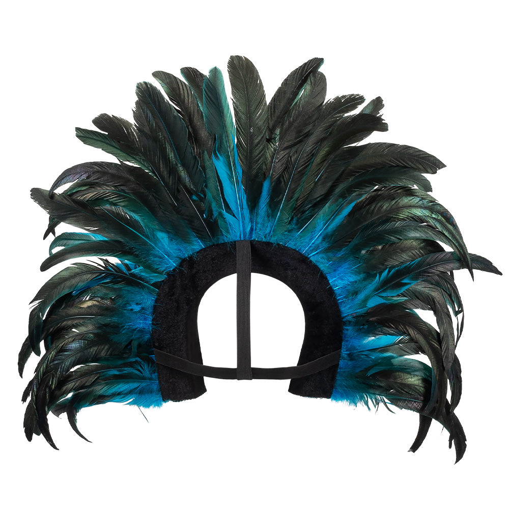 Coiffe de Plumes Turquoise et Noire - Accessoire Carnaval Luxe