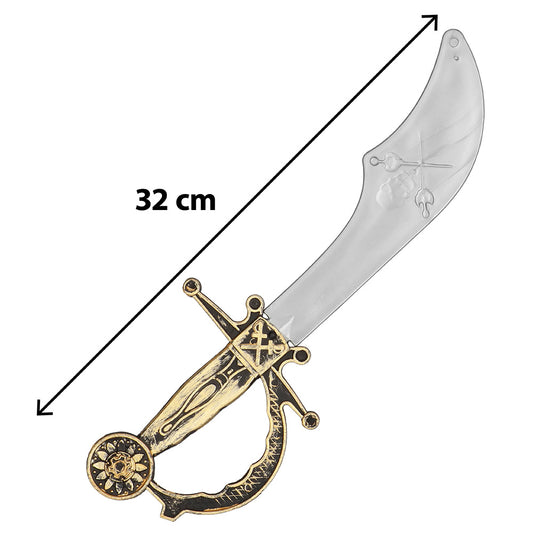 Sabre de Pirate 32 cm - Épée Cimeterre avec Poignée Dorée