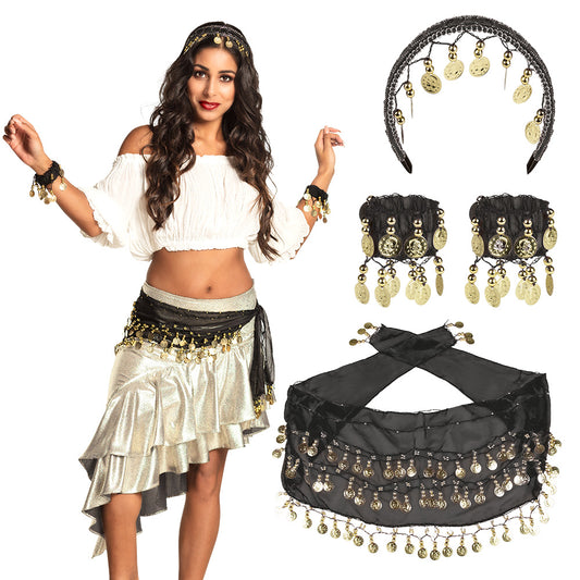 Set Danse Orientale : Bandeau, Bracelets et Ceinture à Pièces