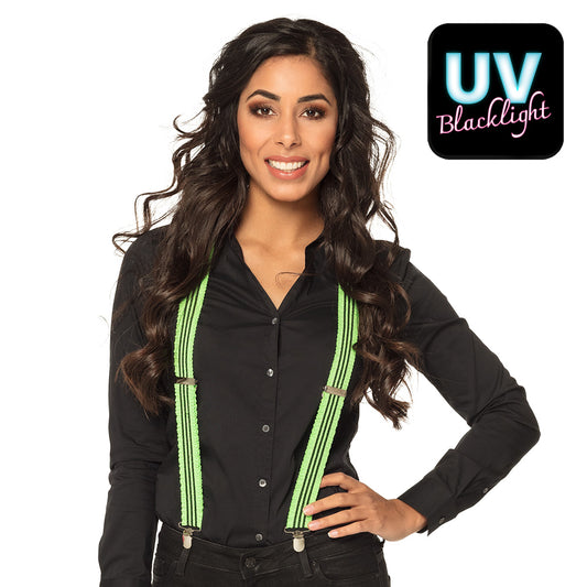 Bretelles Fluo UV Blacklight Vert Néon - Accessoire Soirée