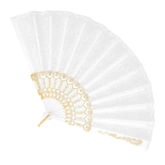 Éventail Blanc Dentelle Ornée - Accessoire Déguisement Glamour