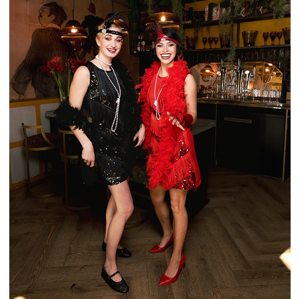 Serre-tête Années 20 Plume Noire Paillettes Gatsby