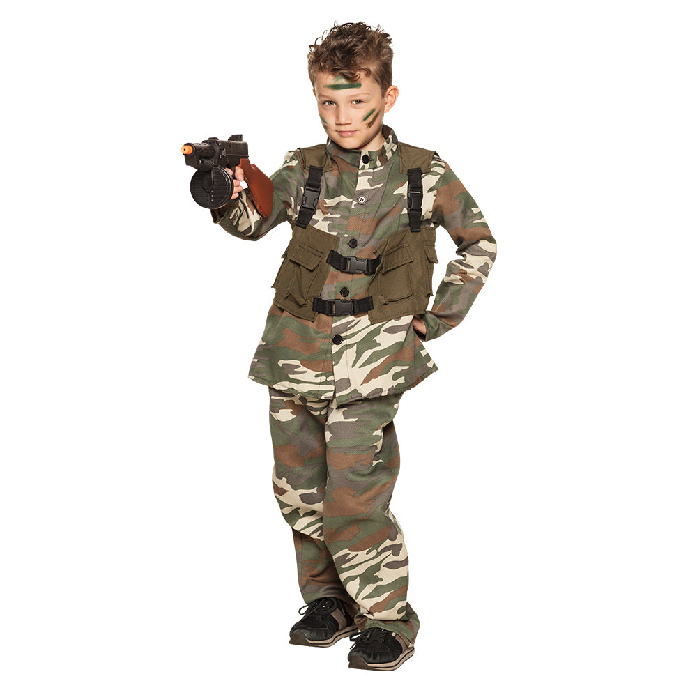 Déguisement Soldat Militaire Enfant avec Pistolet Jouet