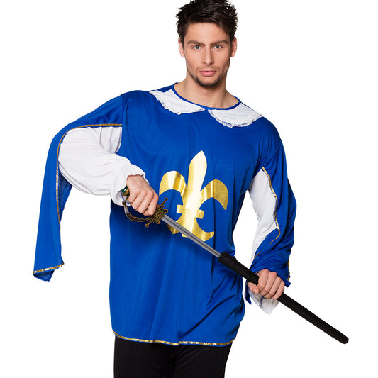 Costume Chevalier Médiéval Bleu Prince avec Épée