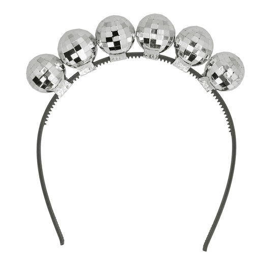 Serre-tête Disco Boules à Facettes Argentées - Accessoire