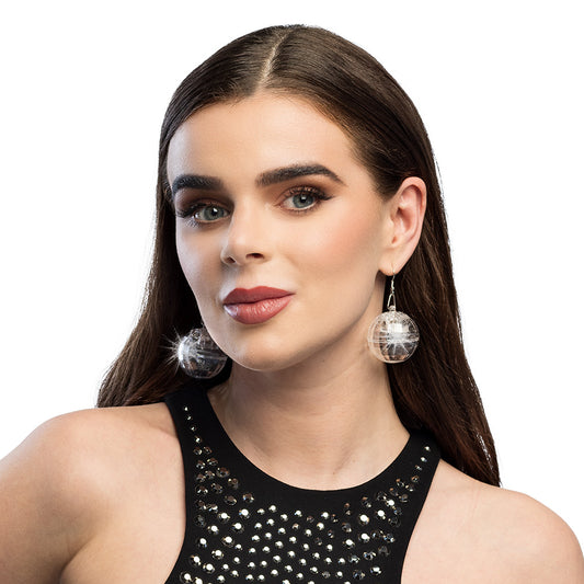 Boucles d'Oreilles Boule Disco Lumineuses LED - Accessoire Fête