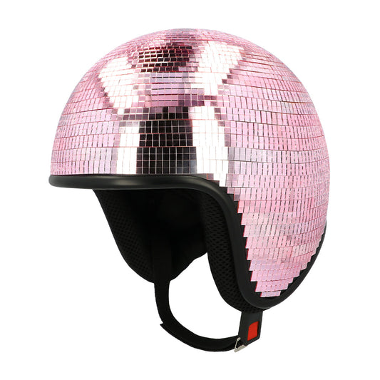Casque Disco Boule à Facettes Rose Pailleté - Accessoire Fête