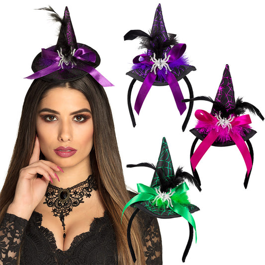 Serre-tête Sorcière Witch Hat avec Toile d'Araignée - 4 Coloris
