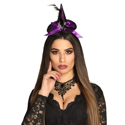 Serre-tête Sorcière Witch Hat avec Toile d'Araignée - 4 Coloris