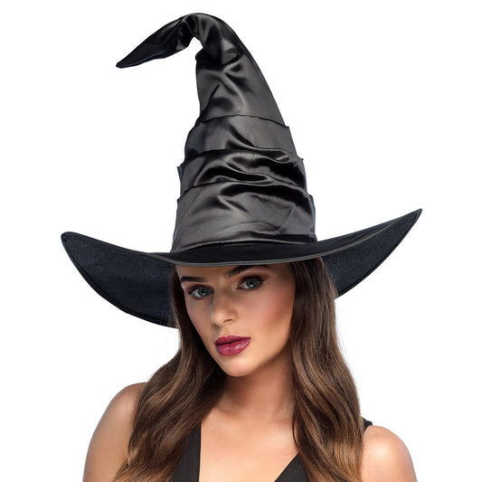 Chapeau de Sorcière Noir Froissé - Accessoire Déguisement Halloween