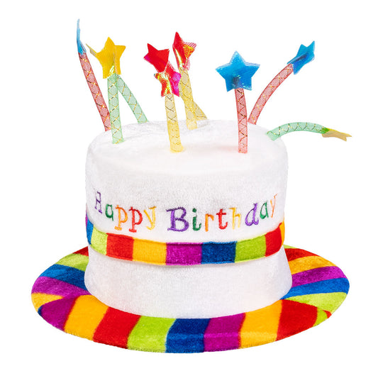 Chapeau Gâteau d'Anniversaire Coloré avec Étoiles - Déguisement Fête