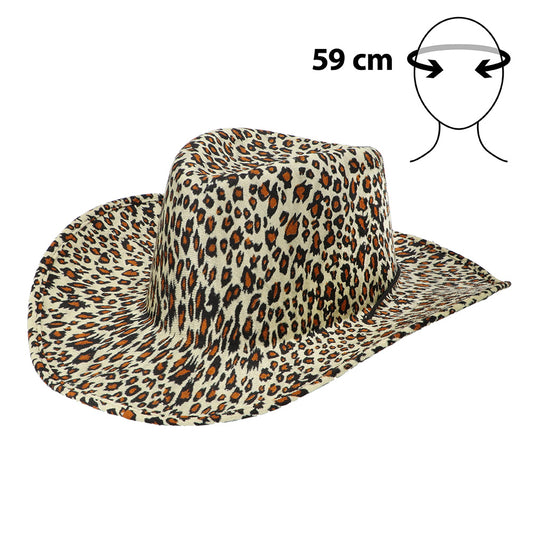 Chapeau Cowboy Léopard 59cm - Accessoire Western Festif