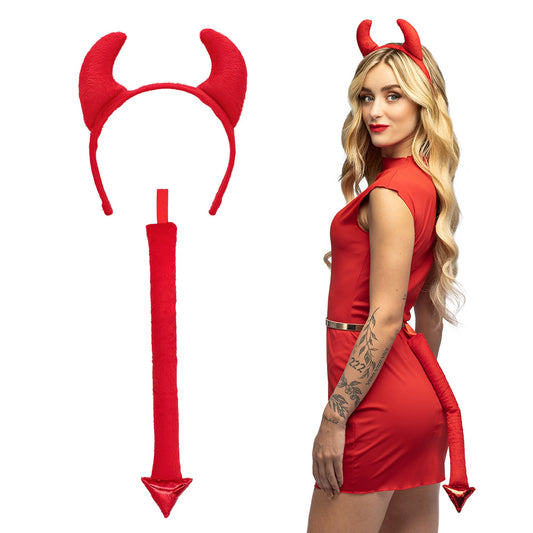 Cornes de Diable Rouges avec Trident - Accessoire Déguisement