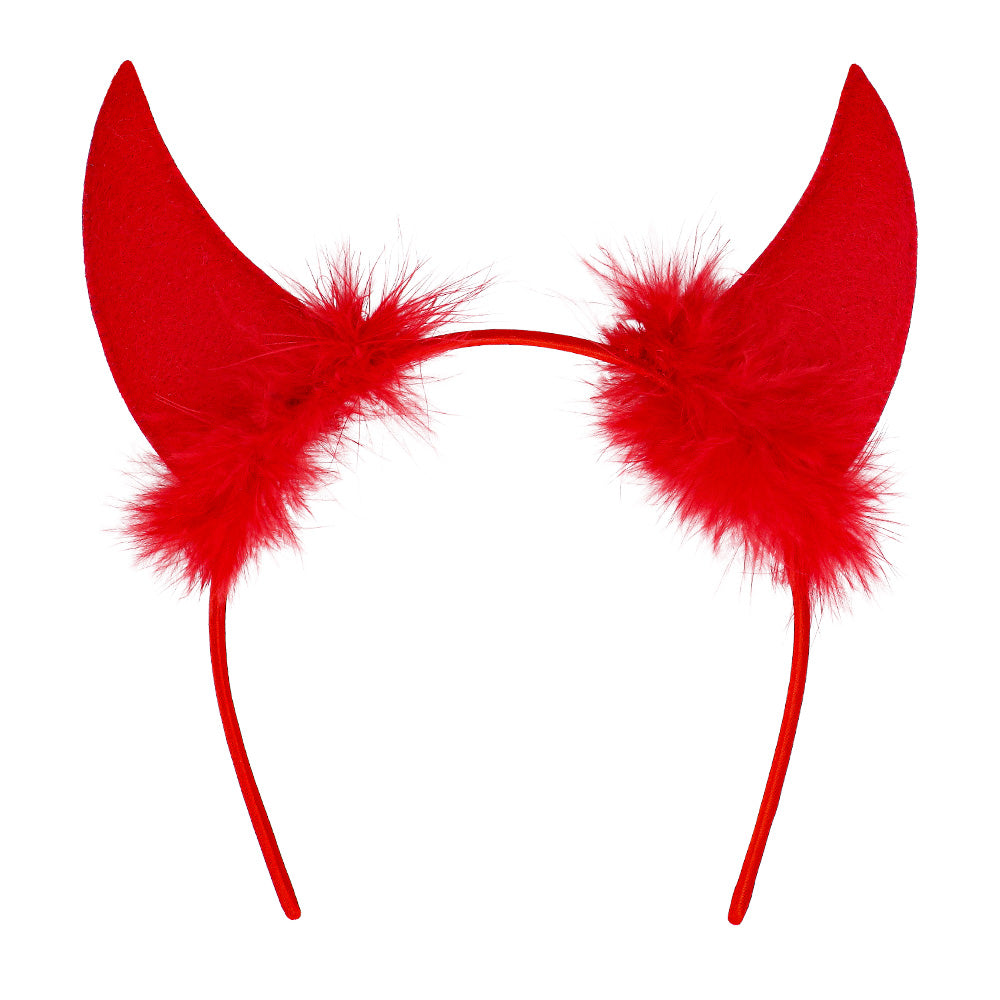 Cornes de Diable Pailletées avec Plumes - Accessoire Halloween Déguisement
