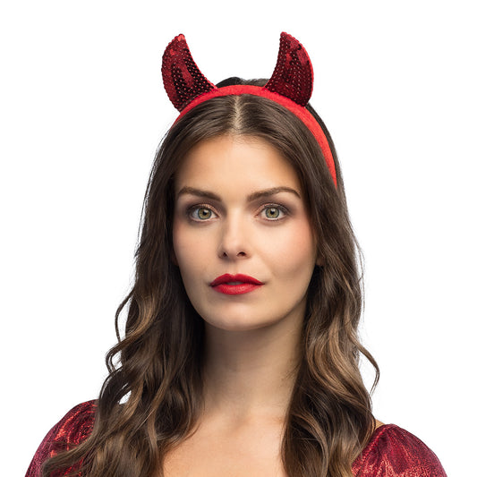 Serre-tête Cornes Diable Sequins Rouge - Accessoire Déguisement