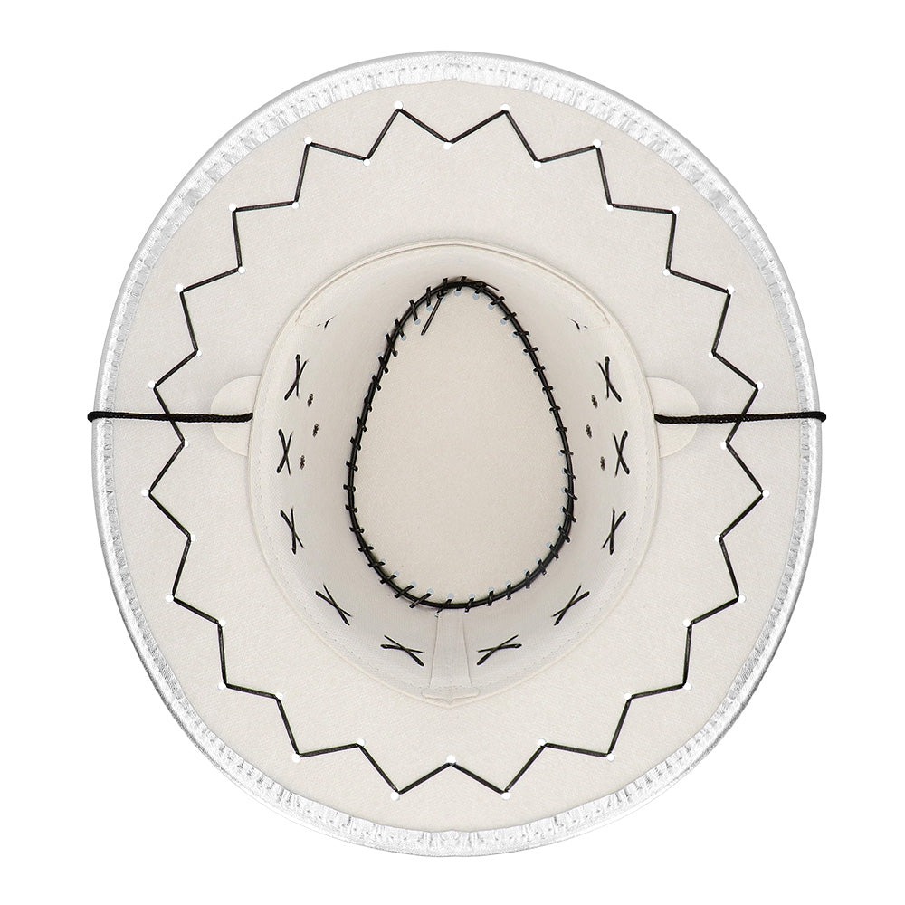 Chapeau Cowboy Métallisé Argent avec Cordon Ajustable