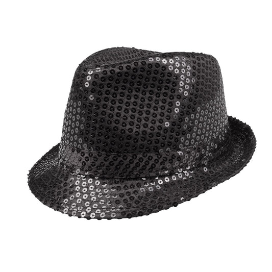 Chapeau Haut de Forme Paillettes Noir - Accessoire Déguisement