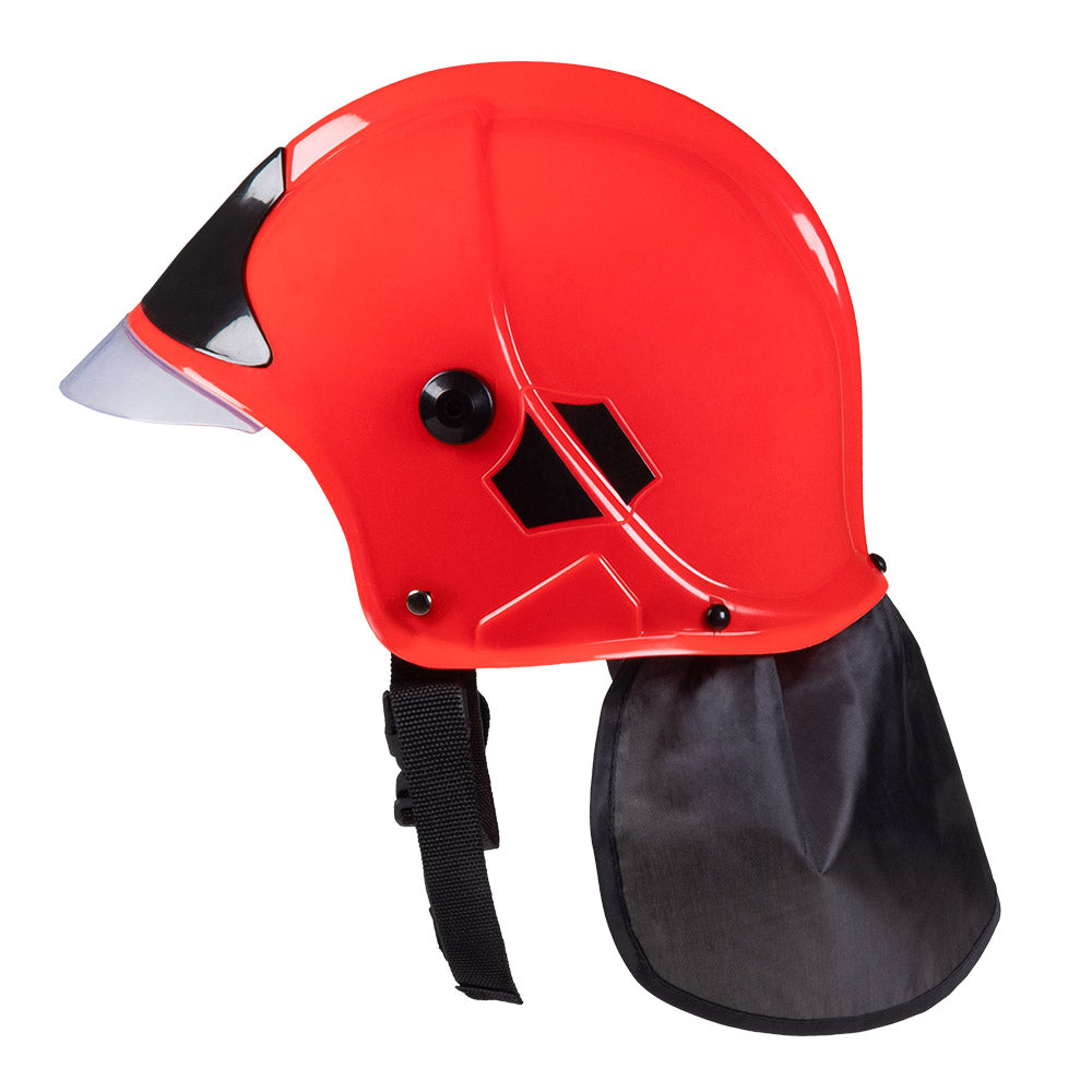 Casque Pompier Rouge avec Visière et Protection Nuque