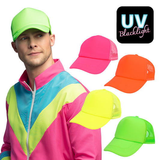 Casquette Trucker Fluo Néon UV Blacklight | Couleurs Vives Fête