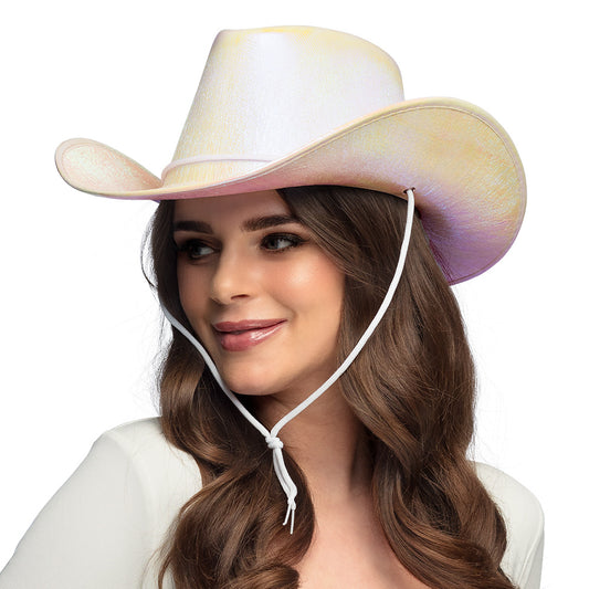 Chapeau Cowboy Holographique Rose Irisé - Accessoire Déguisement