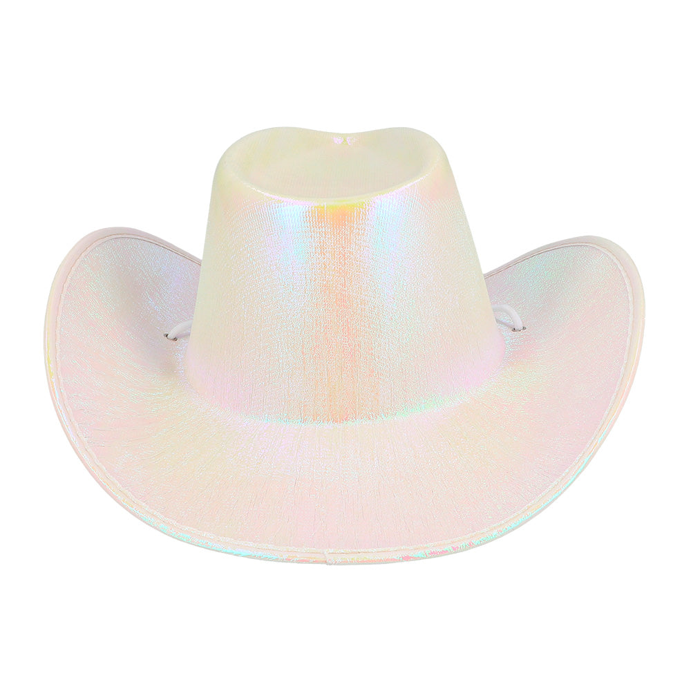 Chapeau Cowboy Holographique Rose Irisé - Accessoire Déguisement