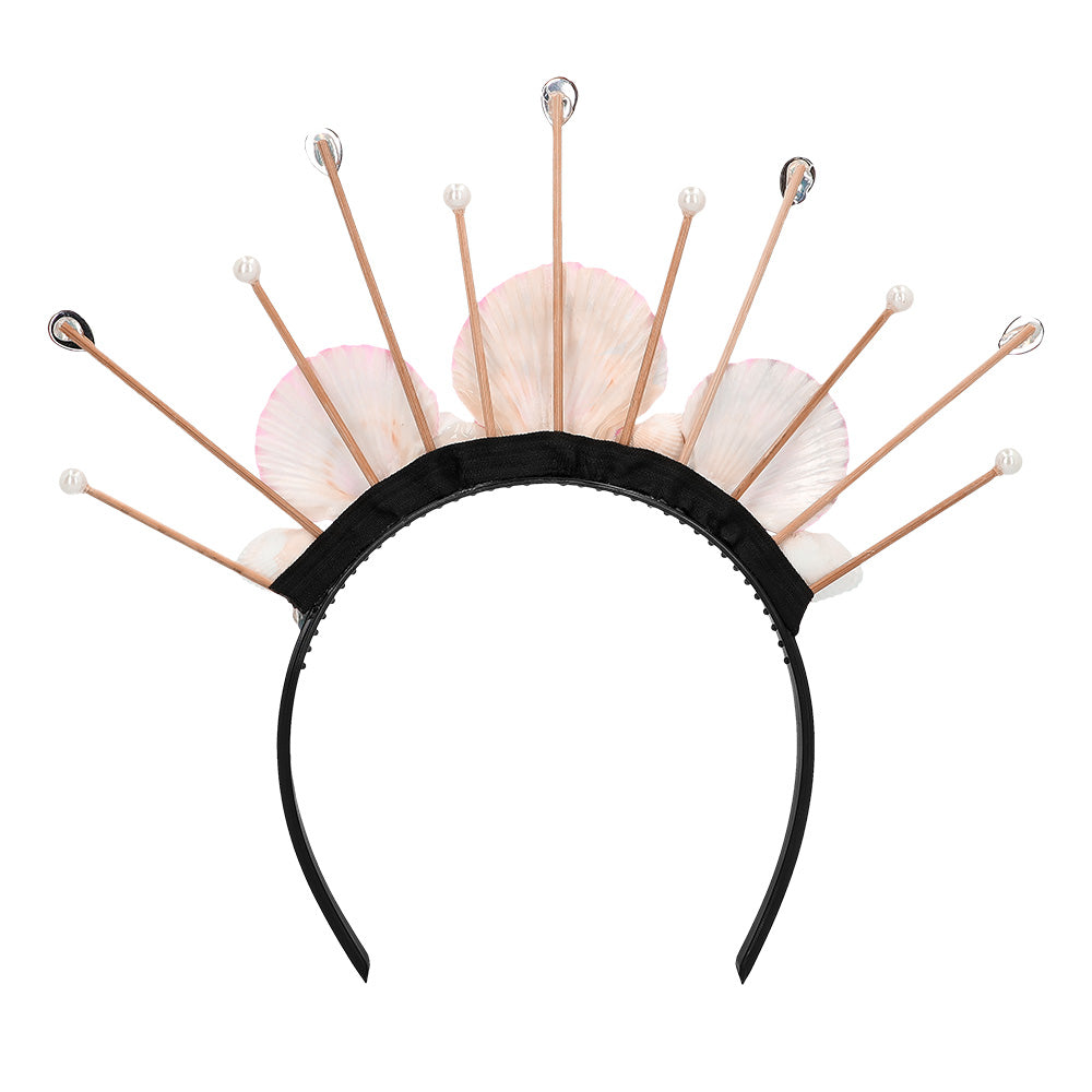 Serre-tête Couronne Coquillages Rose Fluo - Accessoire Fête