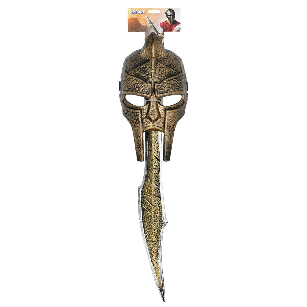 Casque Guerrier Antique + Épée Dorée - Déguisement Gladiateur