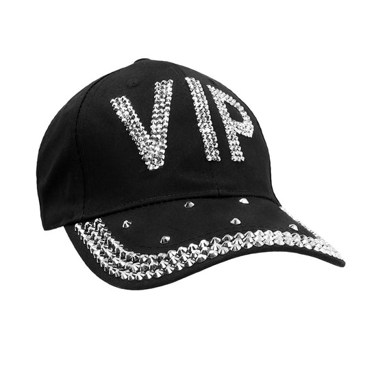 Casquette VIP Noire Strass - Accessoire de Fête Glamour