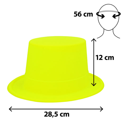 Chapeau Haut de Forme Fluo Jaune Néon UV Blacklight
