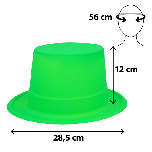 Chapeau Haut de Forme Vert Fluo UV Blacklight