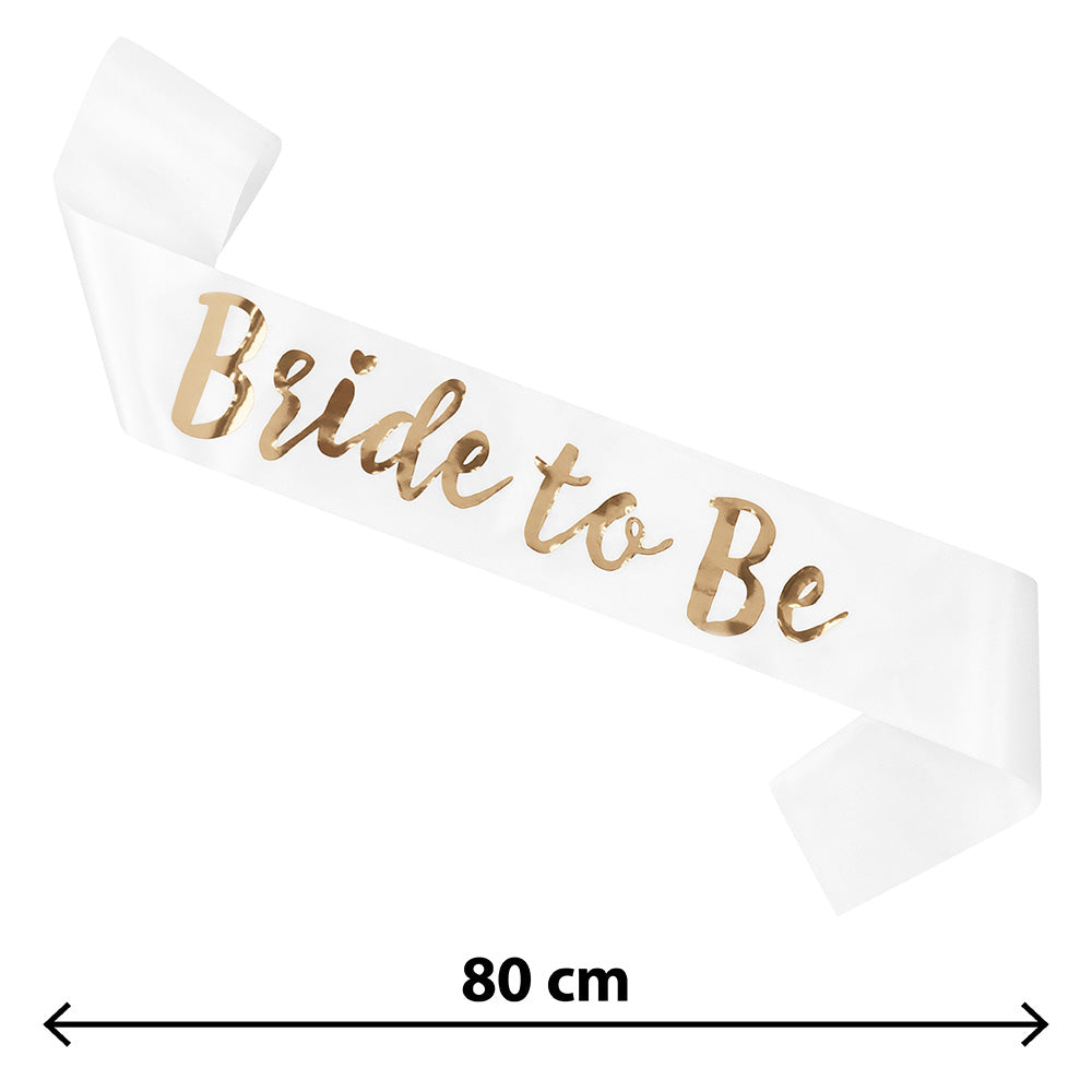 Écharpe Bride To Be - Accessoire EVJF Blanc et Or 80cm