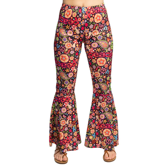 Pantalon Flare Évasé Fleuri Années 70 - Déguisement Hippie