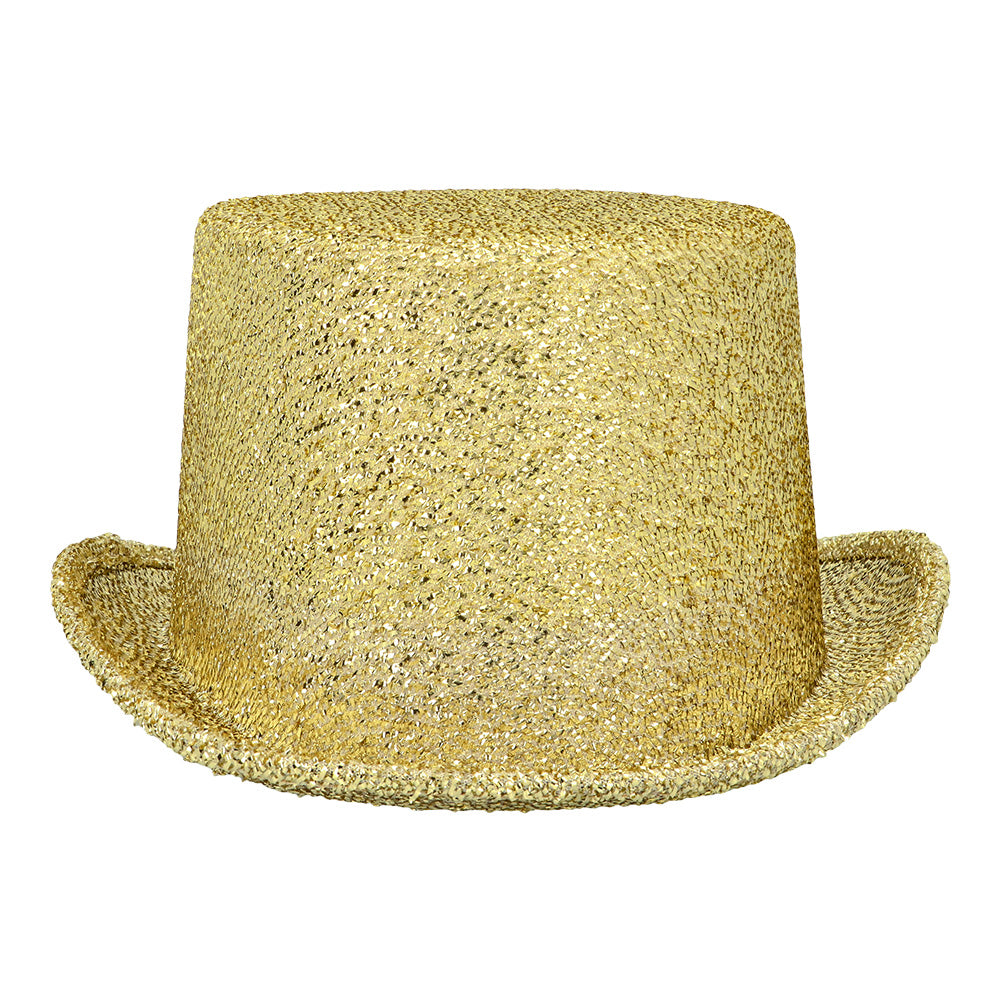 Chapeau Haut de Forme Paillettes Or 59cm - Déguisement Soirée