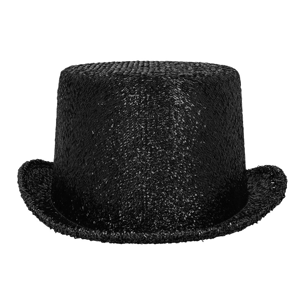 Haut de forme pailleté noir 59cm - Accessoire de fête élégant