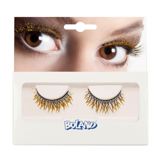 Cils dorés pailletés glamour – Accessoire maquillage fête