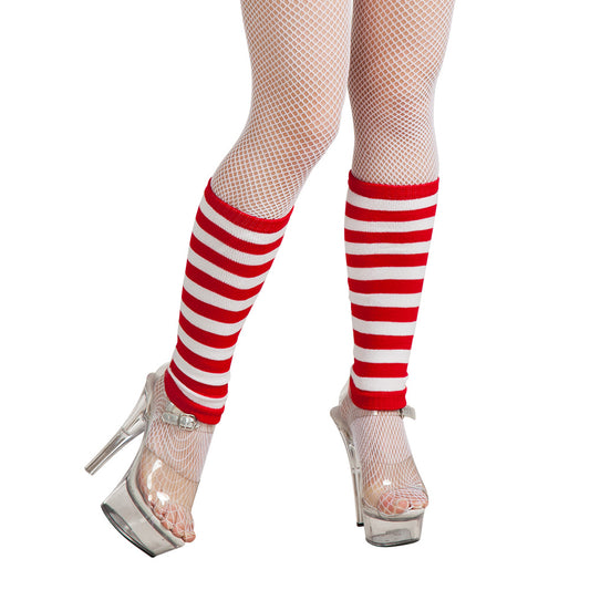 Jambières Rayées Rouge et Blanc - Accessoire Déguisement Années 80