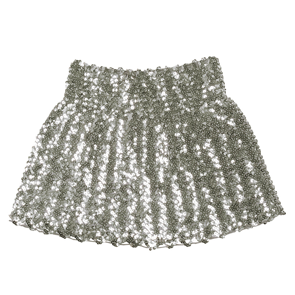 Jupe Sequins Argent Femme - Paillettes Courte Disco