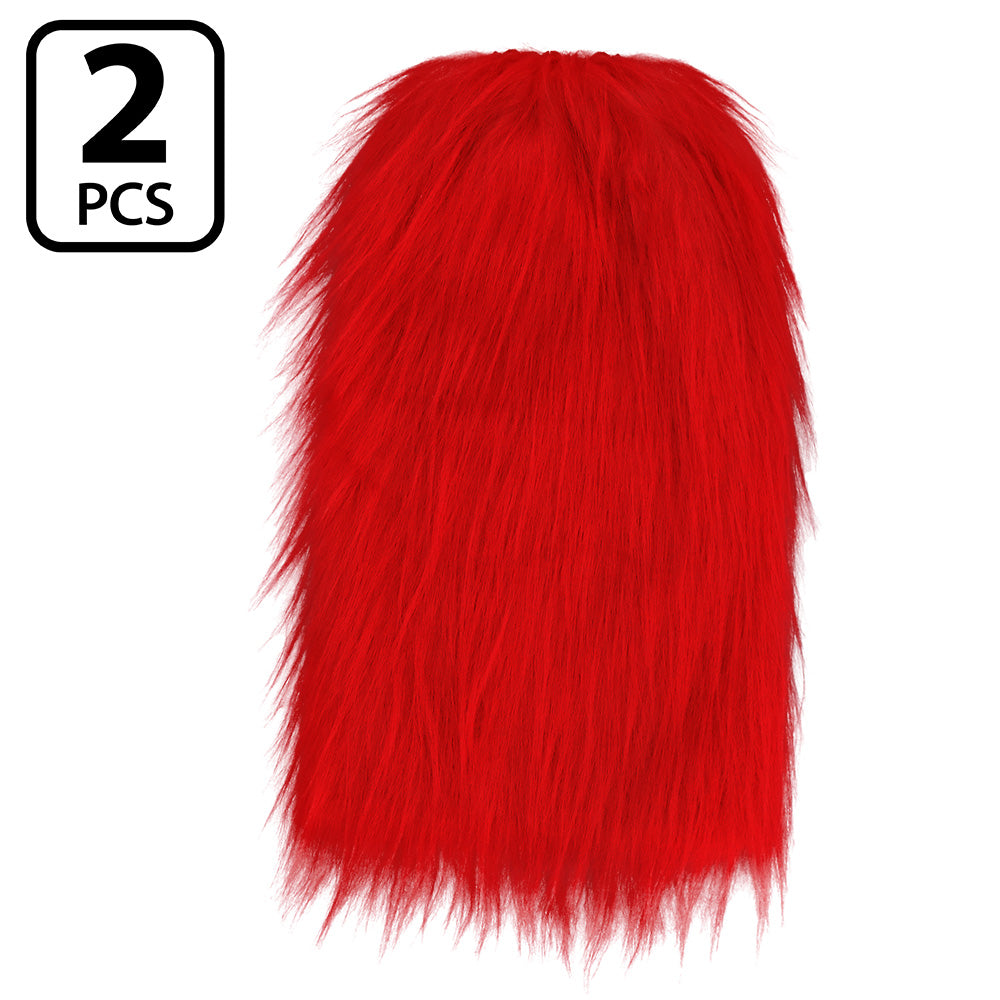 Jambières Fourrure Rouge Fluo - Set de 2 Accessoires Soirée