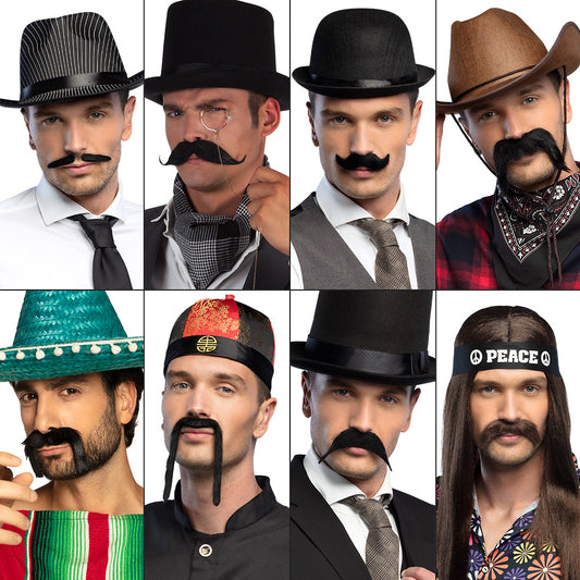 Kit Complet Moustaches et Accessoires Déguisement - 8 Styles