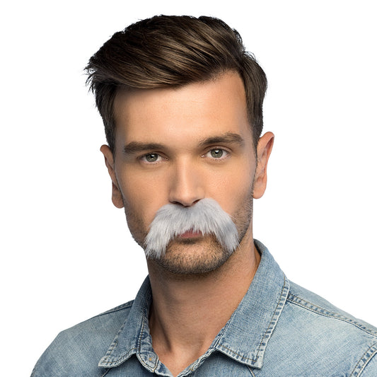 Moustache Grise Adhésive - Accessoire Déguisement Adulte