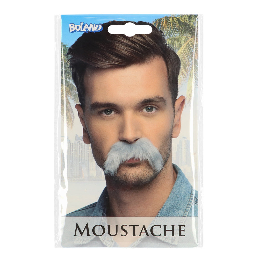 Moustache Grise Adhésive - Accessoire Déguisement Adulte