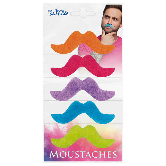 Moustaches Colorées Fantaisie - Pack 5 Pièces Déguisement
